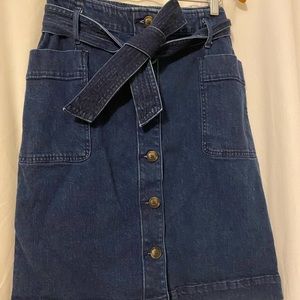 Button down denim mini skirt